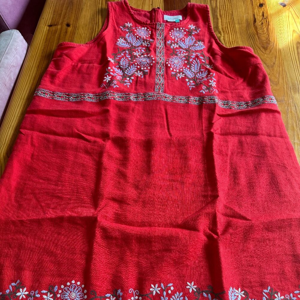 Anthropologie Dress Women's Size 20, Red with Embroidery